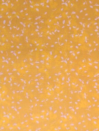 Látka žltá batika s lístkami