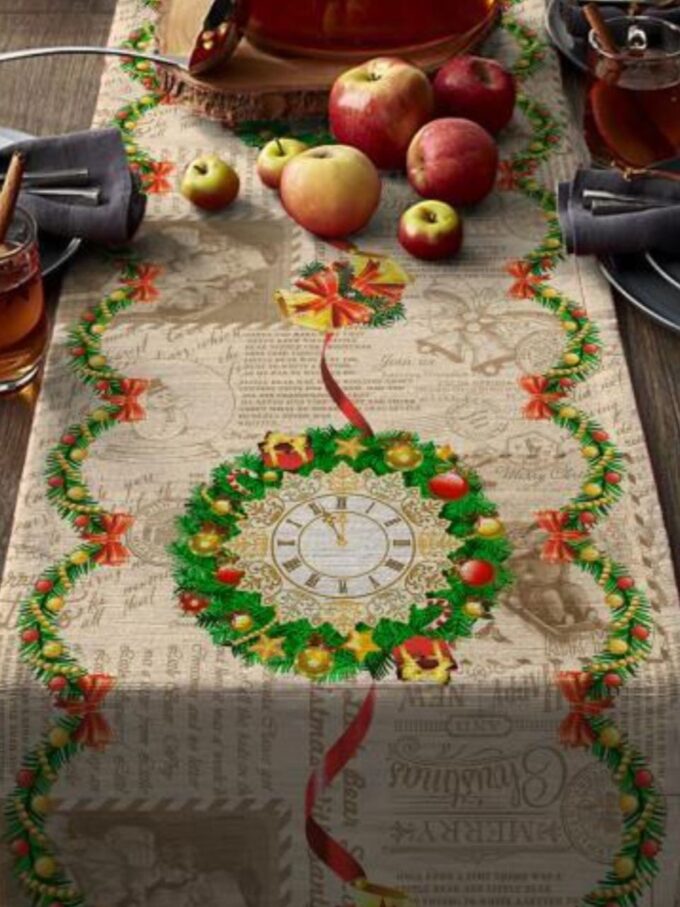 Bavlnená vianočná štóla hodiny šírka 50 x 63cm - Image 2